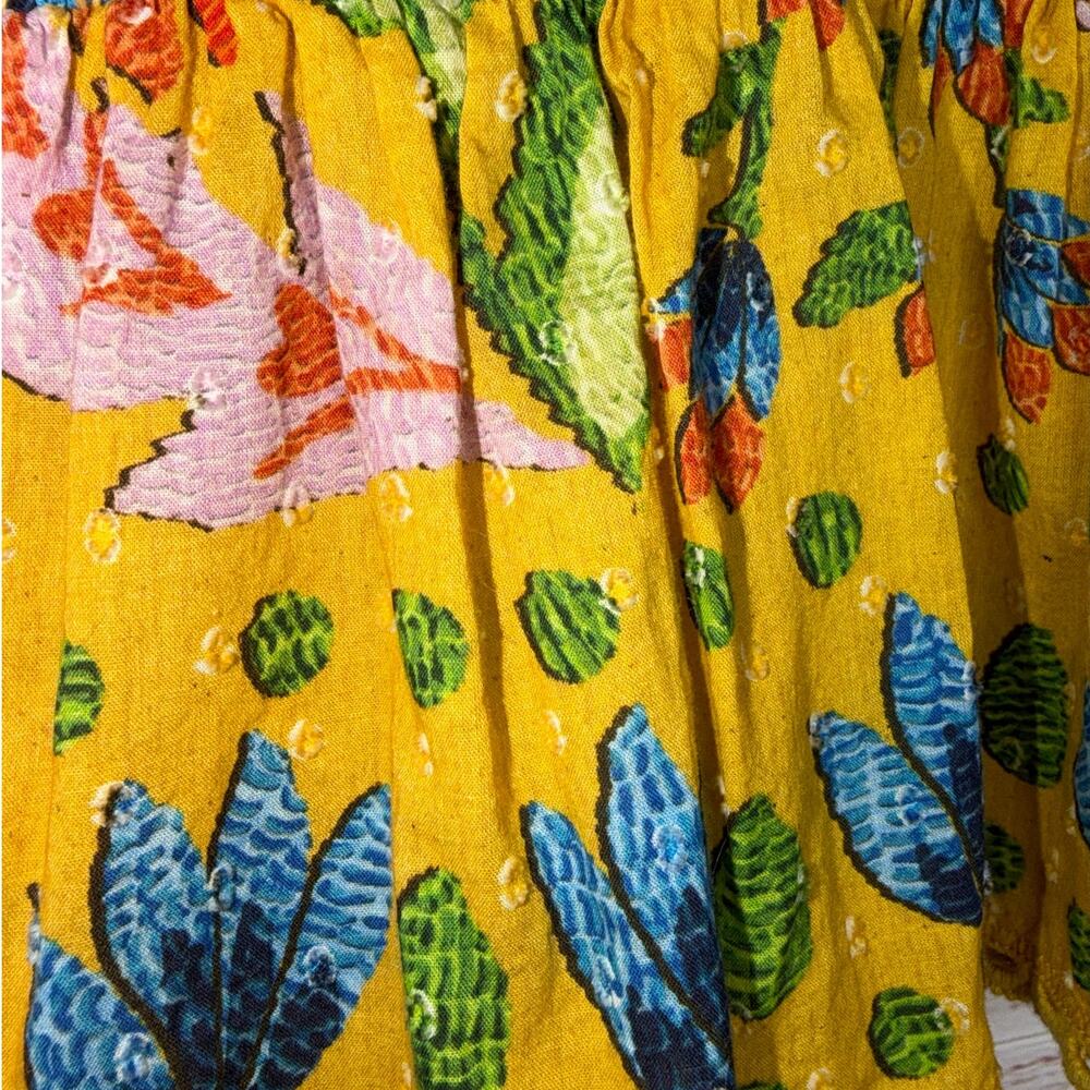 Farm Rio Summer Garden Smocked Mini Skirt Multicolor Size Large Ruffle Boho - Picture 10 of 12